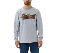 Carhartt Herren Long-Sleeve Script Graphic T-Shirt, Heather Grey, S