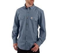Carhartt Herren Loose Fit Midweight Long-Sleeve Shirt Button-Down-Arbeitshemd, Denim Blue Chambray, Large Hoch