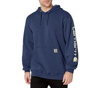 Carhartt Herren Midweight Sleeve Logo Hooded Sweatshirt (Regular and Big & Tall Sizes) Kapuzenpullover, Scout Blue Heather, L