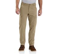 Carhartt Herren Rugged Flex® Relaxed Fit Cargo-Arbeitshose aus Canvas, Dunkles Khaki, W33/L32