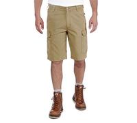 Carhartt Herren Rugged Flex® Relaxed Fit Cargo-Arbeitsshorts aus Canvas, Dunkles Khaki, W34