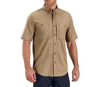 Carhartt Herren Rugged Professional Series Segeltuch, kurzärmelig, lockere Passform Button-Down-Arbeitshemd, Dunkles Khaki, XL Groß Tall