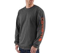 Carhartt Herren Signature Logo Long Sleeve T-Shirt, Carbon Heather, XX-Large Hoch