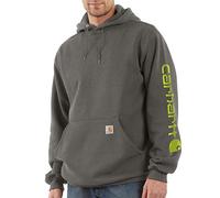 Carhartt Herren Signature Sleeve Logo Midweight Hooded Sweatshirt K288, Groß, Charcoal Heather, grau L