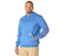 Carhartt Herren-Sweatshirt, lockere Passform, mittelschwer, Logo-Ärmel, Grafik-Sweatshirt, Dark Tranquil Blue Heather, Small