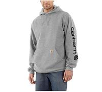 Carhartt Herren Sweatshirt mit Kapuze mit Mittelschwerem Ã„rmel und Logo, Reguläre und GroÃŸe GröÃŸen Kapuzenpullover, Heather Gray/Black, 4X-Large