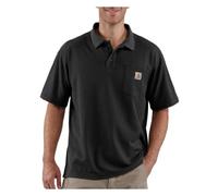 Carhartt, Herren, Weites, mittelschweres, kurzärmliges Polohemd mit Tasche, Schwarz, XL