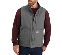 Carhartt Herren Weste mit lockerer Passform, Washed Duck mit Sherpa-Futter und Stehkragen Work Utility Oberbekleidung, Kies, L