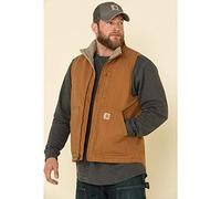 Carhartt Herren Weste mit Sherpa-Futter, Stehkragen, Braun, L Groß Hoch