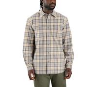 Carhartt Herrenhemd, lockere Passform, schweres Flanellhemd, langärmelig, kariert, Carhartt Grau, Mittel