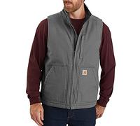 Carhartt Herren Weste mit lockerer Passform, Washed Duck mit Sherpa-Futter und Stehkragen Work Utility Oberbekleidung, Kies, XL