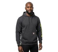 Carhartt Herren Kapuzenpullover – Sleeve Logo Hooded Sweatshirt – Anthrazit meliert – Größe L