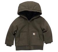 Carhartt Isolierte Kapuzenjacke für Babys, Jungen, Segeltuch, Reißverschluss, gefütterte Kapuzenjacke, Olivgrün, 3 Jahre