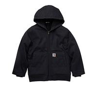 Carhartt Jungen Active Jac, mit Reißverschluss vorne, Leinen, isoliert, mit Kapuze, Caviar Black, Größe S (7/8)
