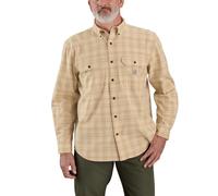 Carhartt Langärmeliges Chambray-Langarmhemd für Herren, lockere Passform, kariert, Hafermilch, XL