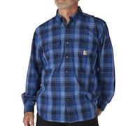 Carhartt Langärmeliges Chambray-Langarmhemd für Herren, lockere Passform, kariert, Marineblau, L