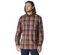 Carhartt Langärmeliges Chambray-Langarmhemd für Herren, lockere Passform, kariert, Sepia, Mittel