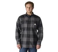 Carhartt Langärmeliges Herrenhemd aus schwerem Flanell, lockere Passform, kariert, Kies, XL