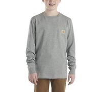 Carhartt Langärmeliges T-Shirt mit Rundhalsausschnitt und Tasche für Jungen, Anthrazitgrau meliert, 7