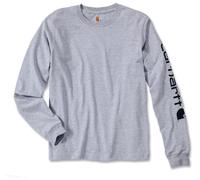 Carhartt T-Shirt SLEEVE LOGO L/S EK231 – Herren, schweres Langarmshirt, grau meliert, S