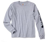 Carhartt T-Shirt SLEEVE LOGO L/S EK231 – Herren, langärmlig, lockeres, schweres, grau meliert, XL