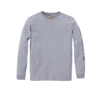 Carhartt Damen Loose Fit, schweres, langärmliges T-Shirt mit Logo-Grafik auf dem Ärmel, Grau meliert, XS