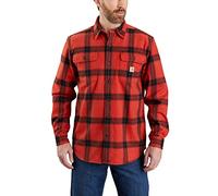 Carhartt Men's 105439 Loose Fit Heavyweight Flannel Long-Sleeve Plaid Shirt - Large Tall - Chili Pepper