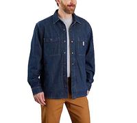 Carhartt Men's Big & Tall Relaxed Fit Denim Fleece Lined Snap-Front Shirt Jac, Glacier, XX-Large/Tall