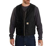 Carhartt Men's Big & Tall Relaxed Fit Washed Duck Sherpa-Lined Vest, Black, Large/Tall