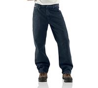 Carhartt Men's Flame Resistant Signature Denim Dungaree, Classic Dark, 30W x 34L