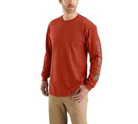 Carhartt Men's Loose Fit Heavyweight Long Logo Sleeve Graphic T-Shirt, Chili Pepper Heather, XX-Large