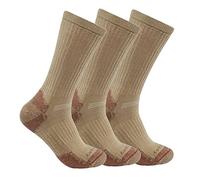 Carhartt Men's Midweight Cotton Blend Crew Sock 3 Pack, Khaki, Medium