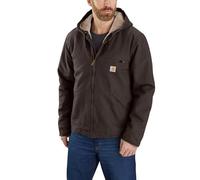 Carhartt Men's Relaxed Fit Washed Duck Sherpa-Lined Jacket, Dark Brown, Small