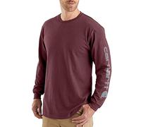 Carhartt Men's Signature Logo Long Sleeve T-Shirt, Port, X-Large