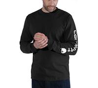Carhartt Men's Signature Sleeve Logo Long Sleeve T Shirt,Black,2X-Large