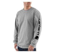 Carhartt Men's Signature Sleeve Logo Long Sleeve T-Shirt Original Fit,Heather Grey,Large