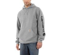 Carhartt Men's Sleeve Logo Hooded Sweatshirt Heather Grey/Black S