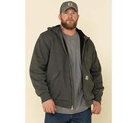 Carhartt Rain Defender Herren-Sweatshirt, lockere Passform, mittelschwer, Thermisch, gefüttert, Durchgehender Reißverschluss, Carbon Heather/Black, L