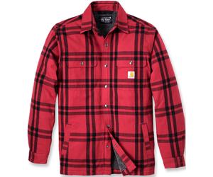 Carhartt Relaxed Fit Flannel Sherpa Lined Hemd, schwarz-rot, Größe S für Männer