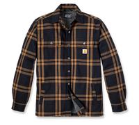 Carhartt RELAXED FIT FLANNEL SHERPA-LINED SHIRT JACKED BLACK | Größe: 2XL