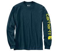 Carhartt Relaxed Fit Schweres Langarm-T-Shirt mit Grafik und Logo-Ärmeln für Herren, Blau, L