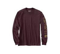 Carhartt Relaxed Fit Schweres Langarm-T-Shirt mit Grafik und Logo-Ärmeln für Herren, Rot, M
