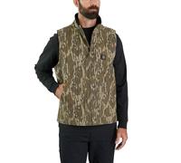 Carhartt Robuste Flex-Ente für Herren, lockere Passform, Sherpa-Futter, Camouflage-Weste mit Stehkragen, Mossy Oak Bottomland Camo, Medium