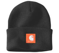 Carhartt - Rubber Patch Watch Cap Beanie - Mütze, Gr. One Size, schwarz (Black/WorksiteOrange)