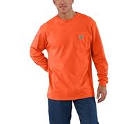 Carhartt Schweres Langarm-T-Shirt für Herren, lockere Passform, mit Taschen, Brite Orange, X-Groß
