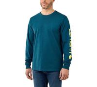 Carhartt Herren Relaxed Fit Heavyweight Long-Sleeve Logo Sleeve Graphic T-Shirt, Farbe: Night Blue Heather, Größe: XL