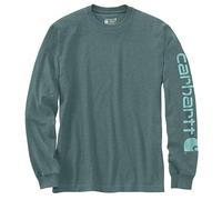 Carhartt Logo Langarmshirt, türkis, Größe XL