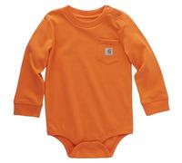 Carhartt Unisex Langarm-Body mit Tasche, exotisches Orange, 12 Monate, Exotisches Orange, 80