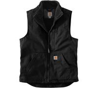 Carhartt Herren Loose Fit Washed Duck Sherpa-Lined Weste, Schwarz, S