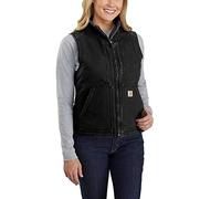 Carhartt Damen Loose Fit Washed Duck Sherpa Lined Mock Vest Work Utility Oberbekleidung, Schwarz, S